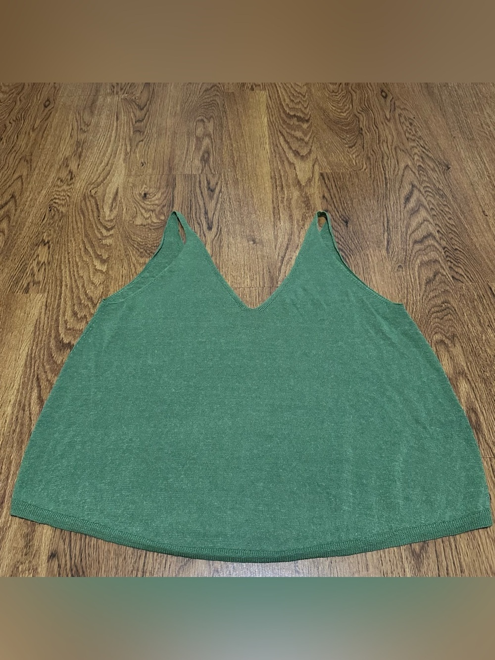 ba&sh Green V-Neck linen blend top blouse size 2 v neck sleeveless XL